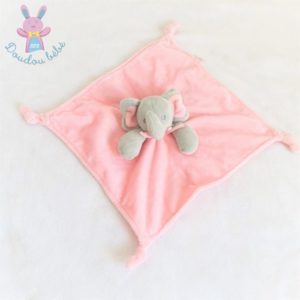 Doudou plat éléphant tout doux gris rose SHELDON INTERNATIONAL