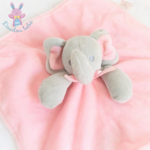 Doudou plat éléphant tout doux gris rose SHELDON INTERNATIONAL