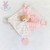 Doudou plat Ours rose blanc beige étoiles SHELDON INTERNATIONAL