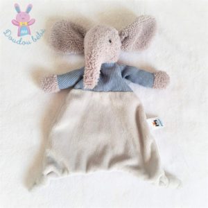 Doudou plat éléphant gris et bleu JELLYCAT