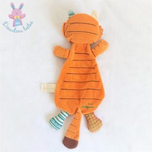 Doudou plat Tigre Tom marionnette orange et coloré LILLIPUTIENS