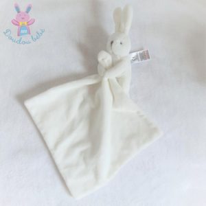 Doudou Lapin blanc gris mouchoir tout doux JACADI