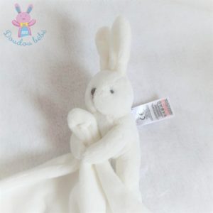 Doudou Lapin blanc gris mouchoir tout doux JACADI