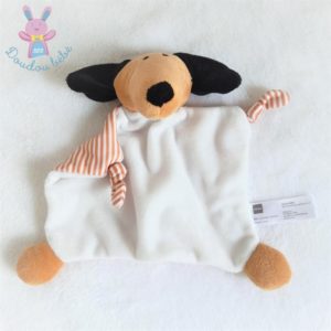 Doudou plat Chien blanc marron noir et rayé HEMA