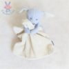 Doudou Lapin bleu mouchoir tout doux blanc écru JACADI