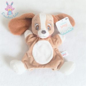 Doudou marionnette Chien Belle Lady beige blanc marron DISNEY