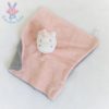 Doudou plat Licorne rose blanc dessous tissu gris BAMBINO