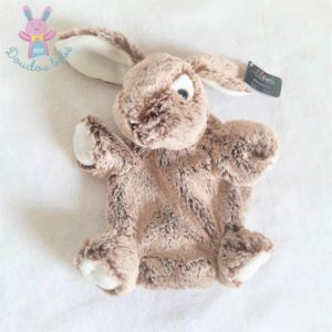 Doudou marionnette Lapin fourrure marron chiné blanc DANI CREATIONS