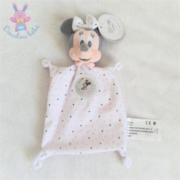 Doudou plat Souris Minnie rose blanc gris étoiles DISNEY SIMBA