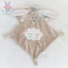 Doudou plat Lapin beige et blanc étoiles nuage AUCHAN