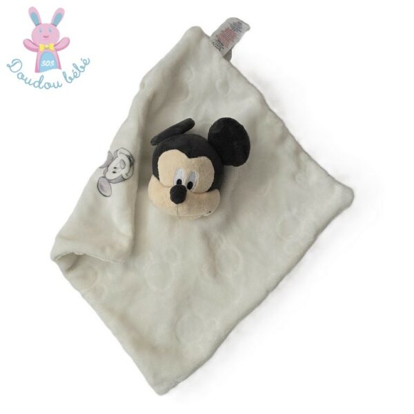 Doudou plat Souris Mickey blanc noir gris DISNEY PRIMARK