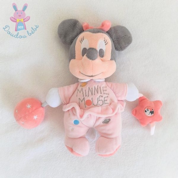 Doudou Minnie Mouse rose balle grelot étoiles jouet DISNEY