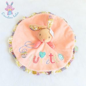 Doudou plat Lapin Coquinette bliss rond rose fleurs KALOO