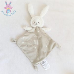 Doudou plat Lapin Ours beige douce nuit étoiles MOTS D’ENFANTS