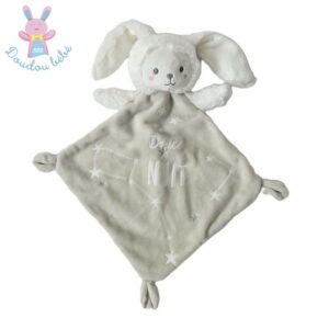 Doudou plat Lapin Ours gris douce nuit étoiles MOTS D’ENFANTS