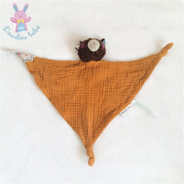 Doudou plat Ours Les jolis trop beaux lange marron MOULIN ROTY