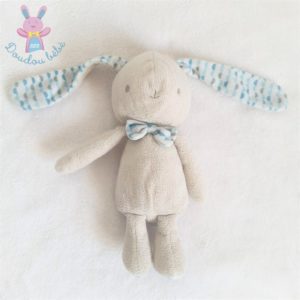 Doudou Lapin beige blanc écailles bleu KLORANE