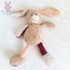 Doudou Lapin beige bordeaux saumon cœurs pois TAPE A L'OEIL TAO