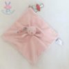 Doudou plat Lapin rose blanc JACADI