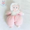 Doudou Poupée chiffon rose blanc satiné vintage BOULGOM