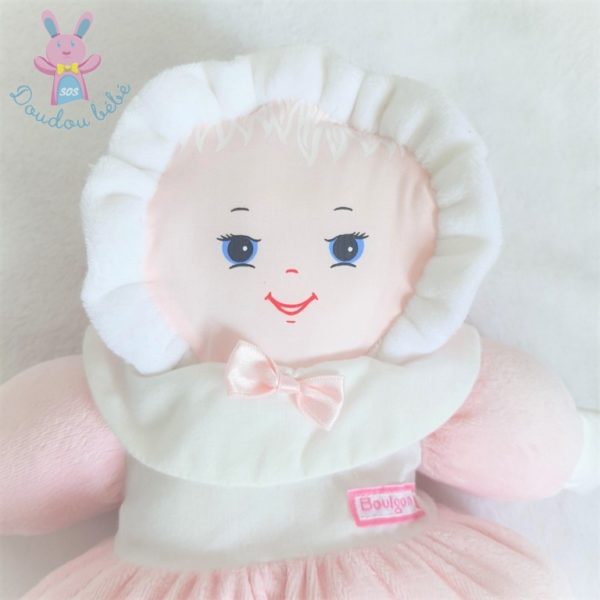 Doudou Poupée chiffon rose blanc satiné vintage BOULGOM