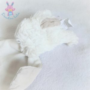 Doudou petit Lapin blanc beige mouchoir JACADI