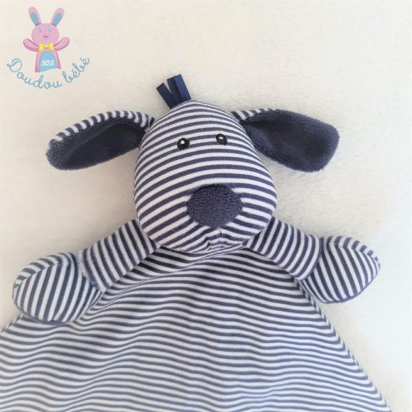 Doudou plat Chien rayé blanc et bleu marine JELLYCAT