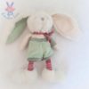 Doudou Lapin vert blanc beige et rayé rouge BUKOWSKI