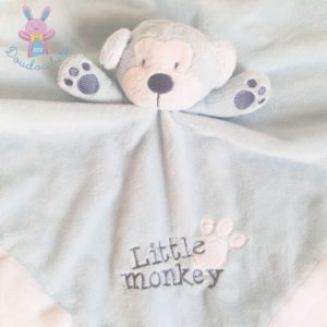 Doudou plat Singe bleu blanc Little monkey EARLY DAYS PRIMARK