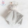 Doudou plat Hibou Chouette gris blanc BLANKETS & BEYOND