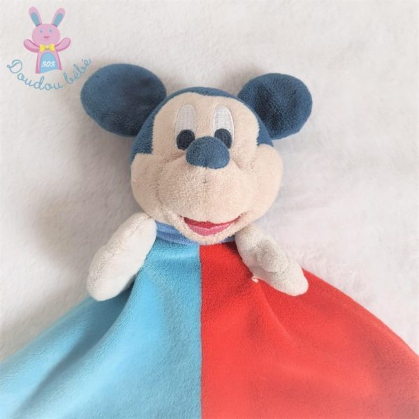 Doudou plat Mickey bleu rouge jaune ballon DISNEYLAND DISNEY