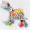 Doudou plat Lapin beige multicolore ronds MOTS D'ENFANTS