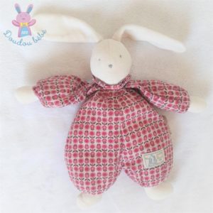 Doudou Lapin blanc rose rouge fleurs Les Jouets du MOULIN ROTY