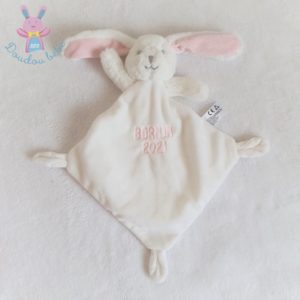 Doudou plat Lapin blanc rose « Born in 2021 » NICOTOY SIMBA C&A