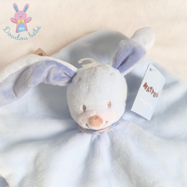 Doudou plat Lapin Alex & Bibou bleu marron canard NATTOU