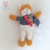 Doudou Renard bio blanc rayé marine 27 cm Maïlou Tradition