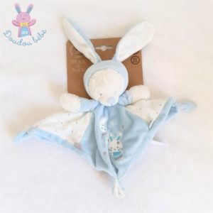 Doudou plat Lapin bleu blanc MAX & SAX