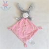 Doudou plat Lapin Ours rose douce nuit étoiles MOTS D'ENFANTS