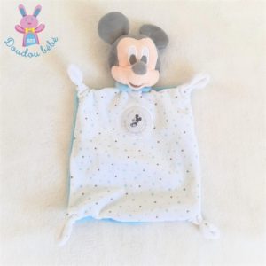 Doudou plat Mickey blanc bleu gris étoiles DISNEY SIMBA