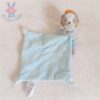 Doudou Lion bleu gris orange mouchoir pois argentés MOTS D'ENFANTS