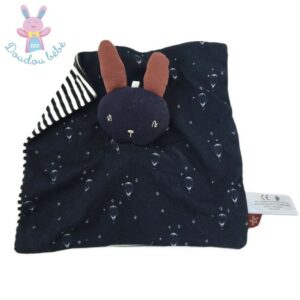 Doudou plat Lapin bleu marine rayé étoiles montgolfières SIMBA