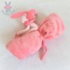 Doudou Lapin Lapidou rose avec sa couverture polaire NATTOU