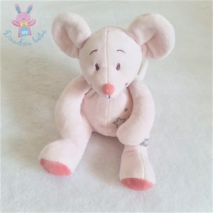 Doudou Souris Mia rose étoiles nœud 20 cm NOUKIE’S