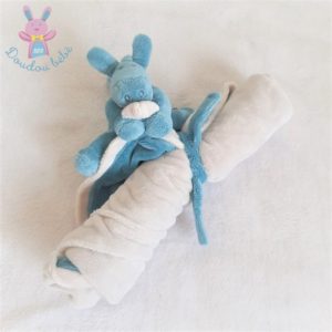 Doudou Ane Paco couverture bleu turquoise blanc NOUKIE’S