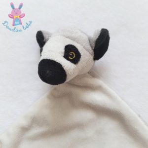 Doudou plat Lémurien blanc gris noir NATURE PLANET