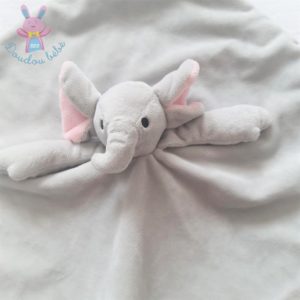 Doudou plat éléphant gris rose tout doux TWISTSHAKE