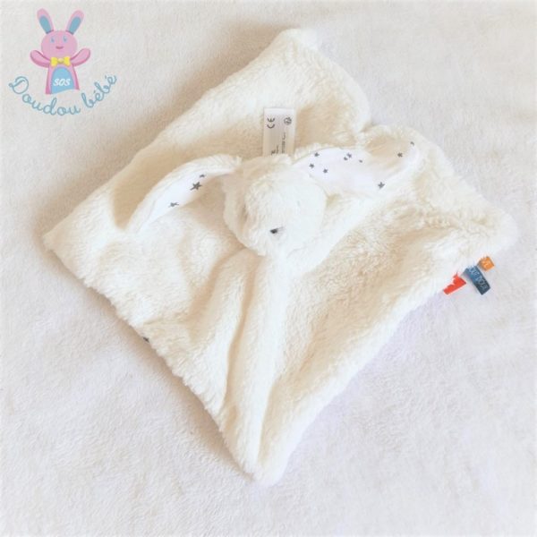 Doudou plat Lapin blanc gris étoiles TAPE A L'OEIL TAO