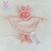 Doudou plat Vache grelot rose blanc fleurs TOM & KIDDY