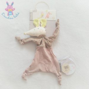 Doudou plat Souris rayé rose pois Les Petits Dodos MOULIN ROTY