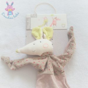 Doudou plat Souris rayé rose pois Les Petits Dodos MOULIN ROTY